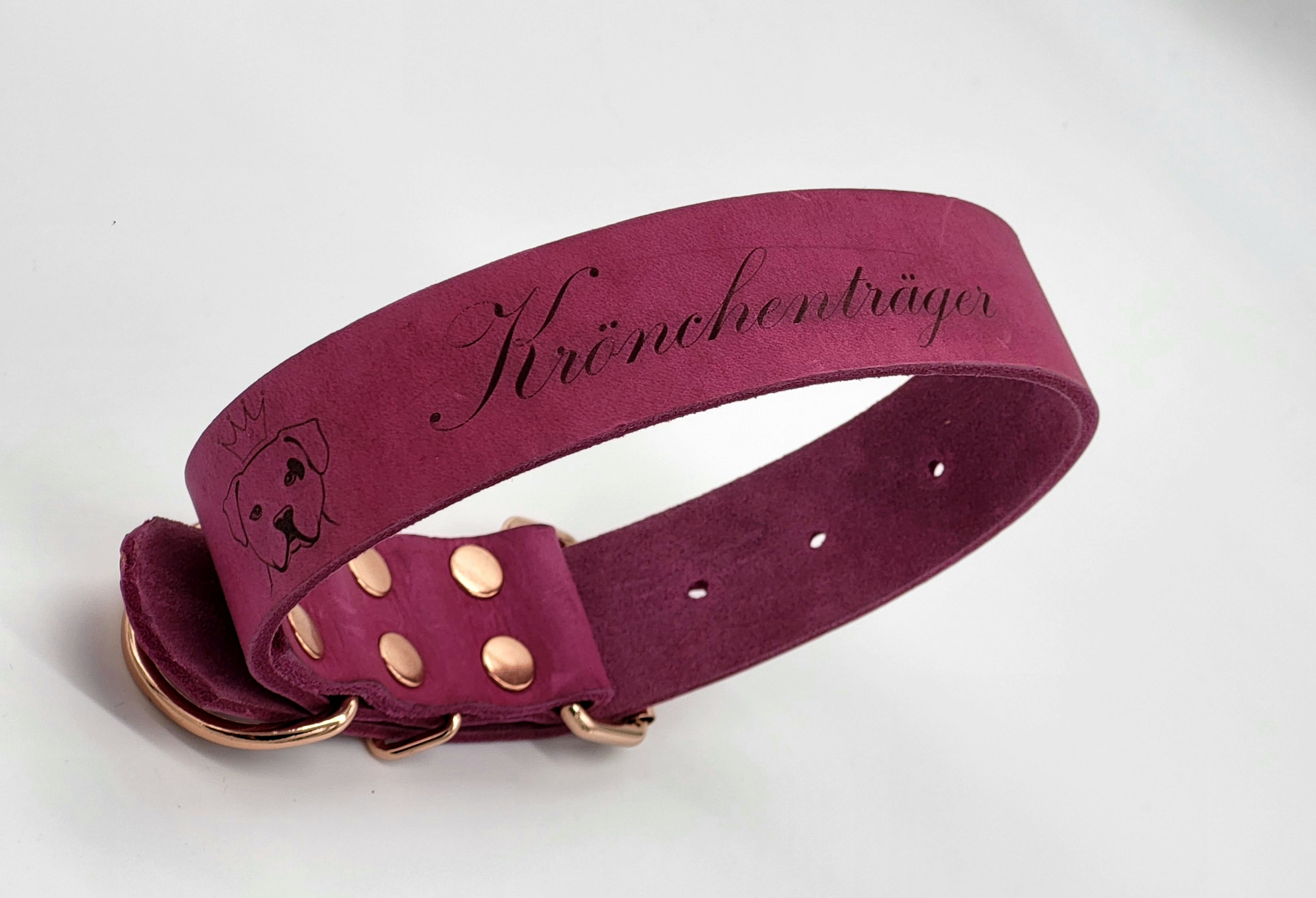 Mein Krönchenträger Lederhalsband "Name"
